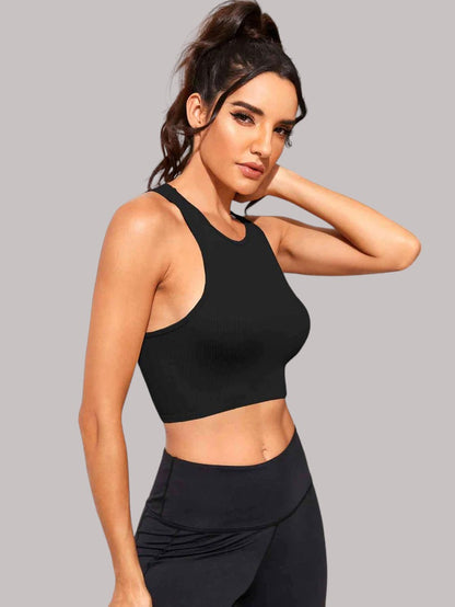 Cropped Round Neck Sports Tank Top