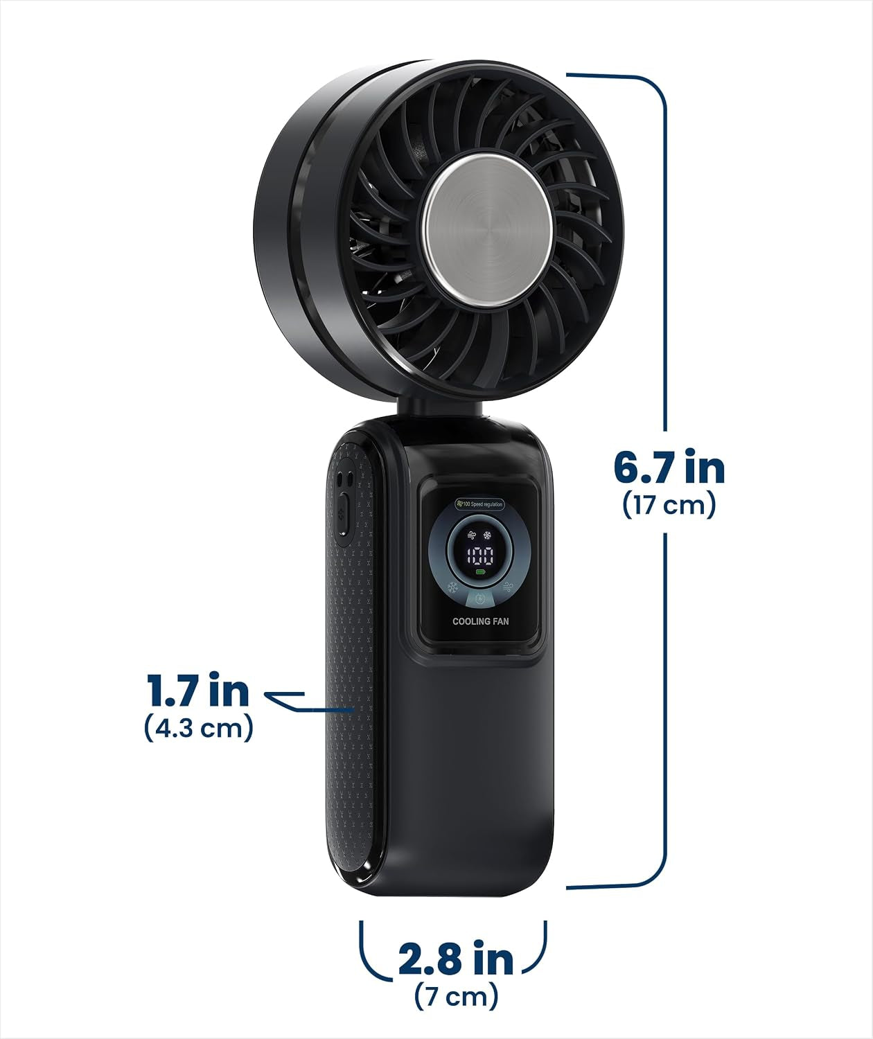 Portable Handheld Fan, Rechargeable with LED Display & Cooling Mode, Small Personal Mini Portable Fan, 5 Speeds for Outdoor Travel, Hiking, Makeup, Camping, Office, Gifts for Women