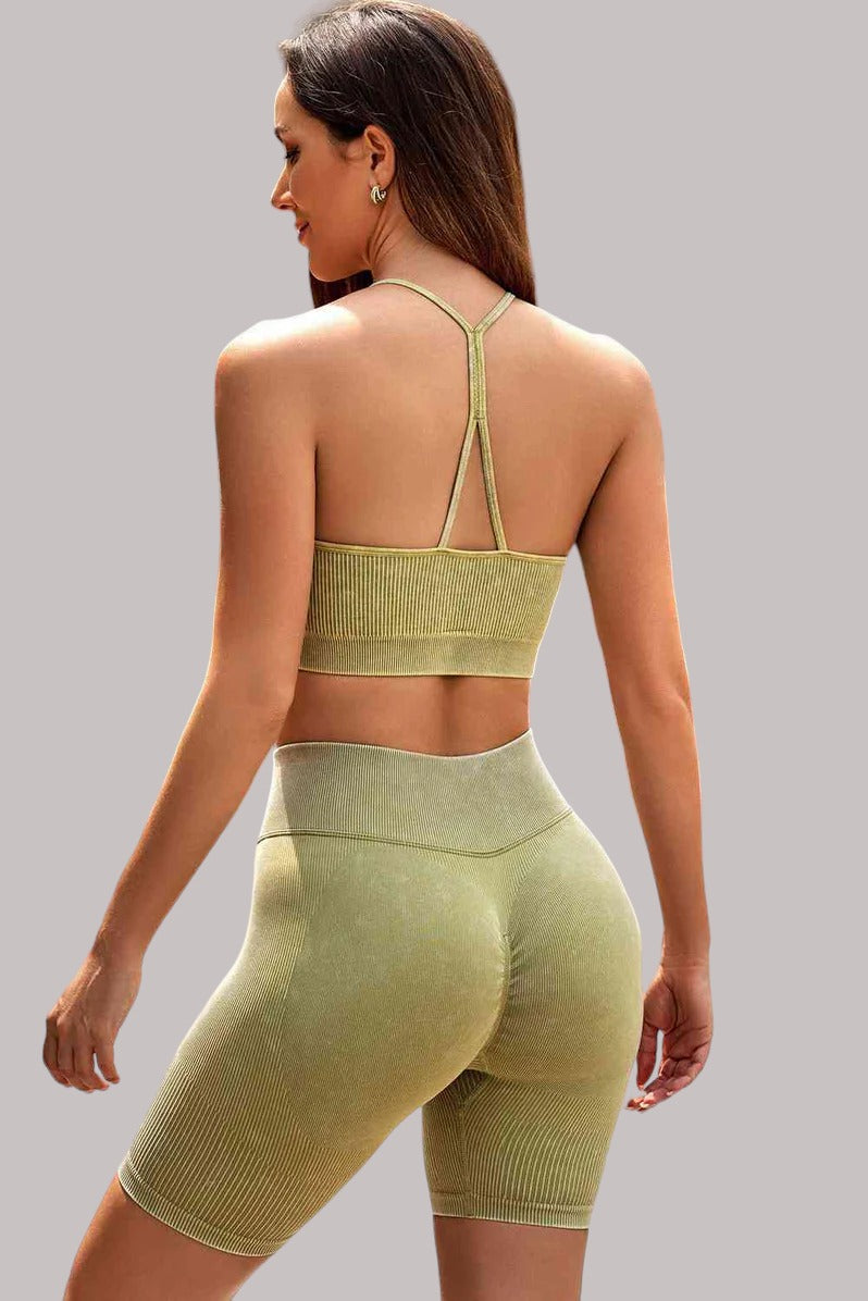 Ruched Ribbed Sports Top
