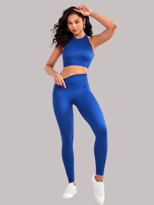 Round Neck Sport Tank and Leggings Set
