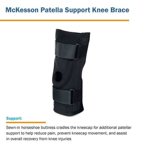 McKesson Knee Brace Medium Pull On / Hook and Loop Straps with D-Rings 18 to 20-1/2" Circumference Left or Right Knee, 1/EA
