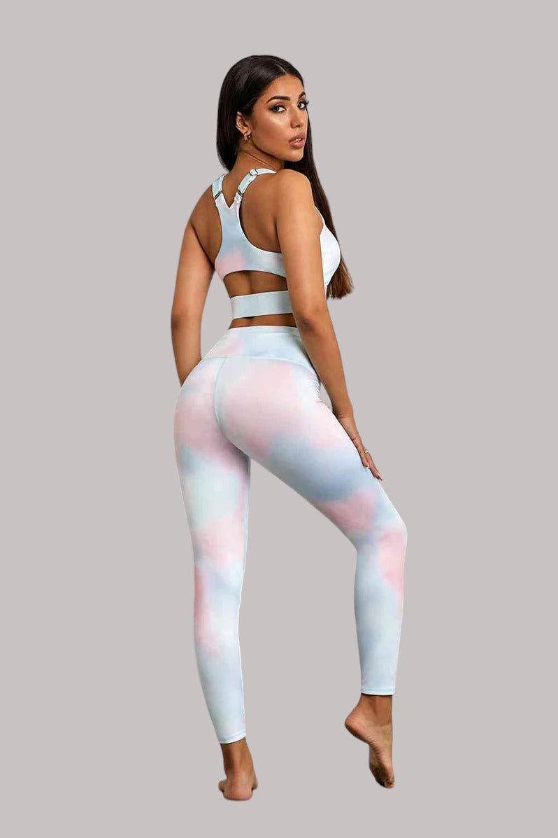 Printed Sports Bra and Leggings Set