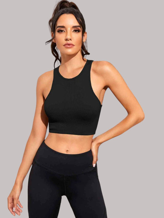 Cropped Round Neck Sports Tank Top