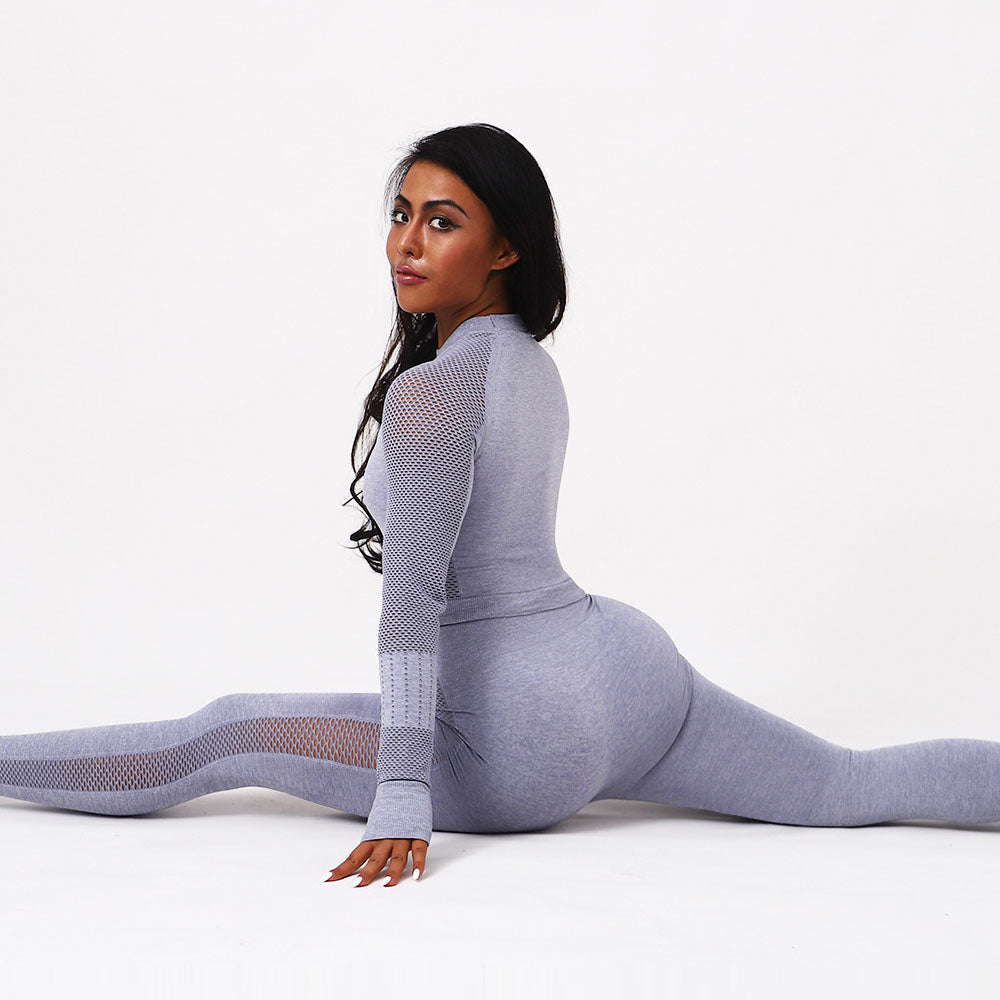 Seamless long sleeve yoga suit