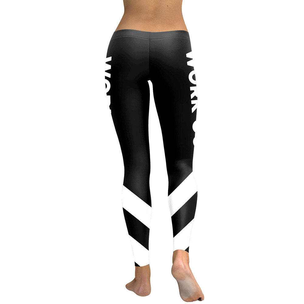 Slim New Striped Women Leggings Workout Digital Print Fitness High Waist Leggin Black White Patchwork Legging Pant