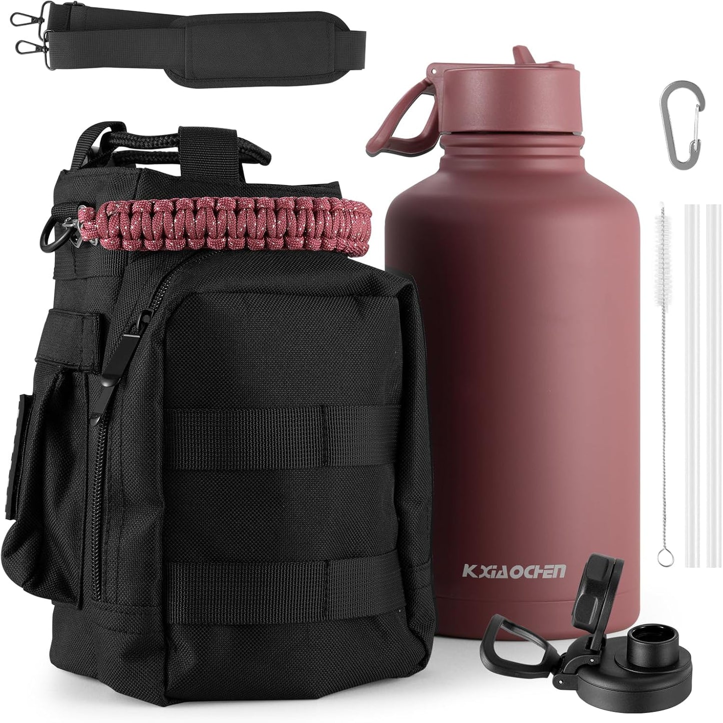 Insulated Water Bottle with Strap, 48-Hour Cold, 2 Lids