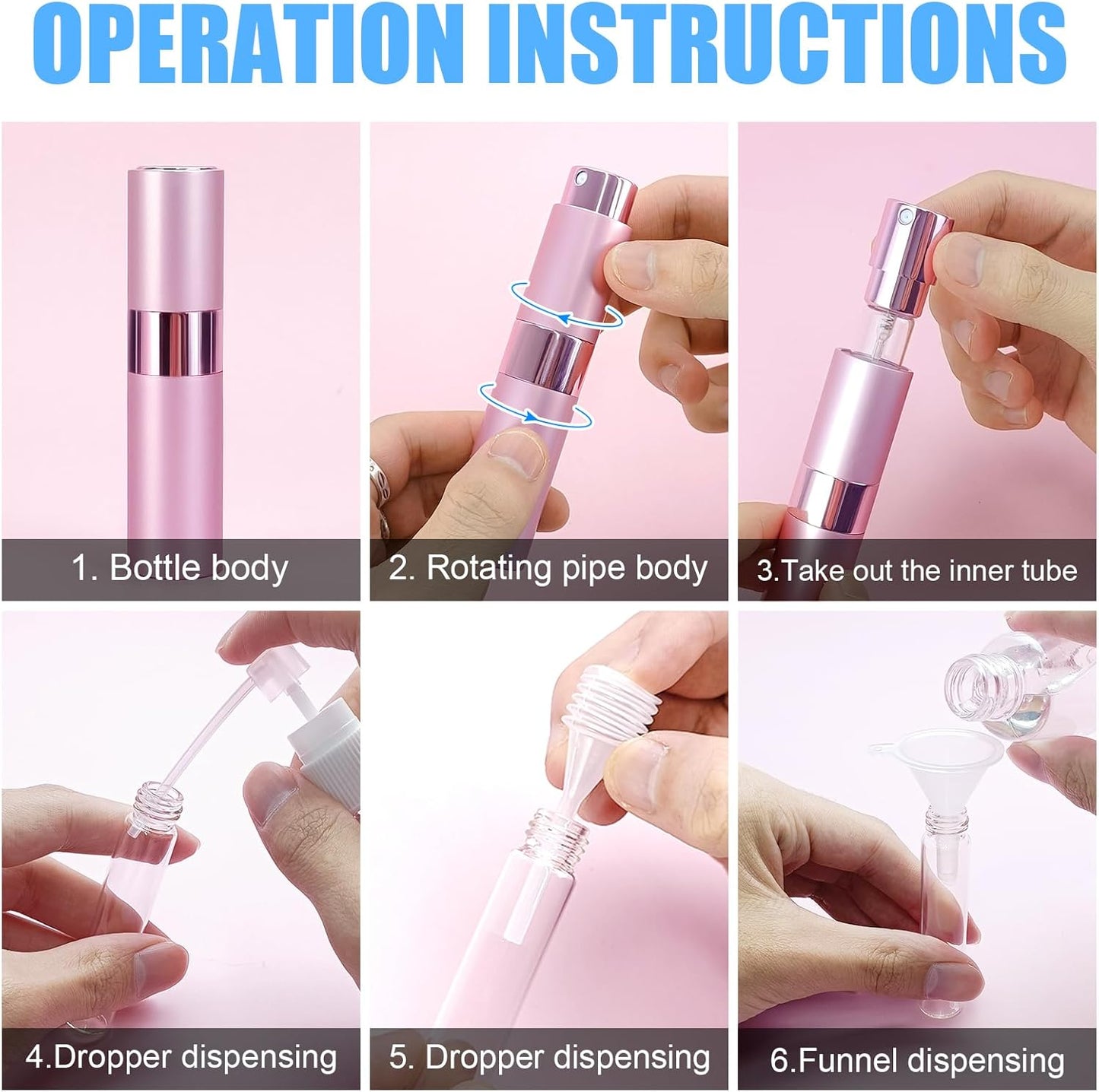 4PCS 8ML Refillable Perfume Atomizer Travel, Portable Mini Pocket Perfume Atomizer Bottle Spray for Women Mens Small Mister Spray Bottle for Travel Accessories
