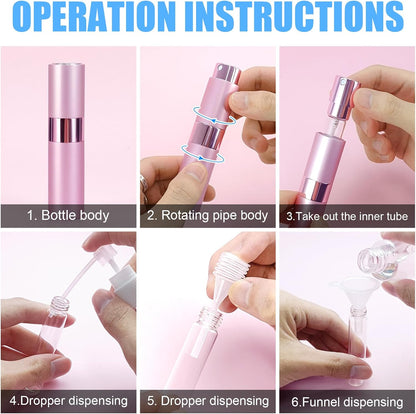 4PCS 8ML Refillable Perfume Atomizer Travel, Portable Mini Pocket Perfume Atomizer Bottle Spray for Women Mens Small Mister Spray Bottle for Travel Accessories