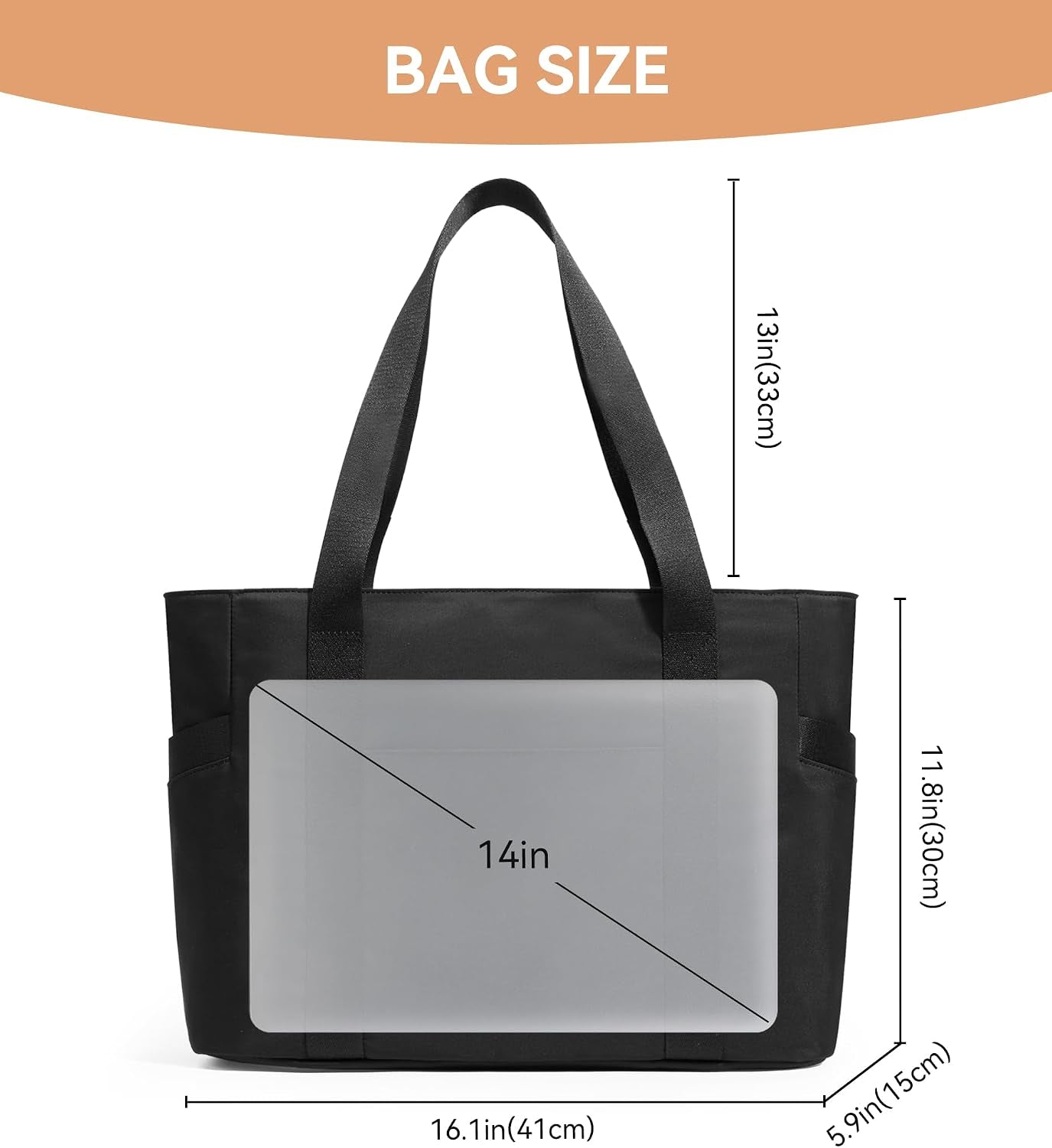 WLLWOO Large Tote Bag, 14” Laptop Work Travel Bag with Trolley Sleeve