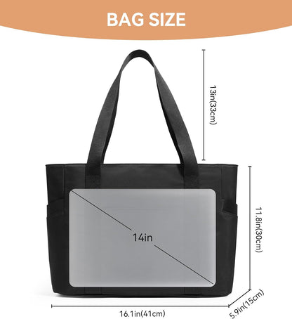 WLLWOO Large Tote Bag, 14” Laptop Work Travel Bag with Trolley Sleeve