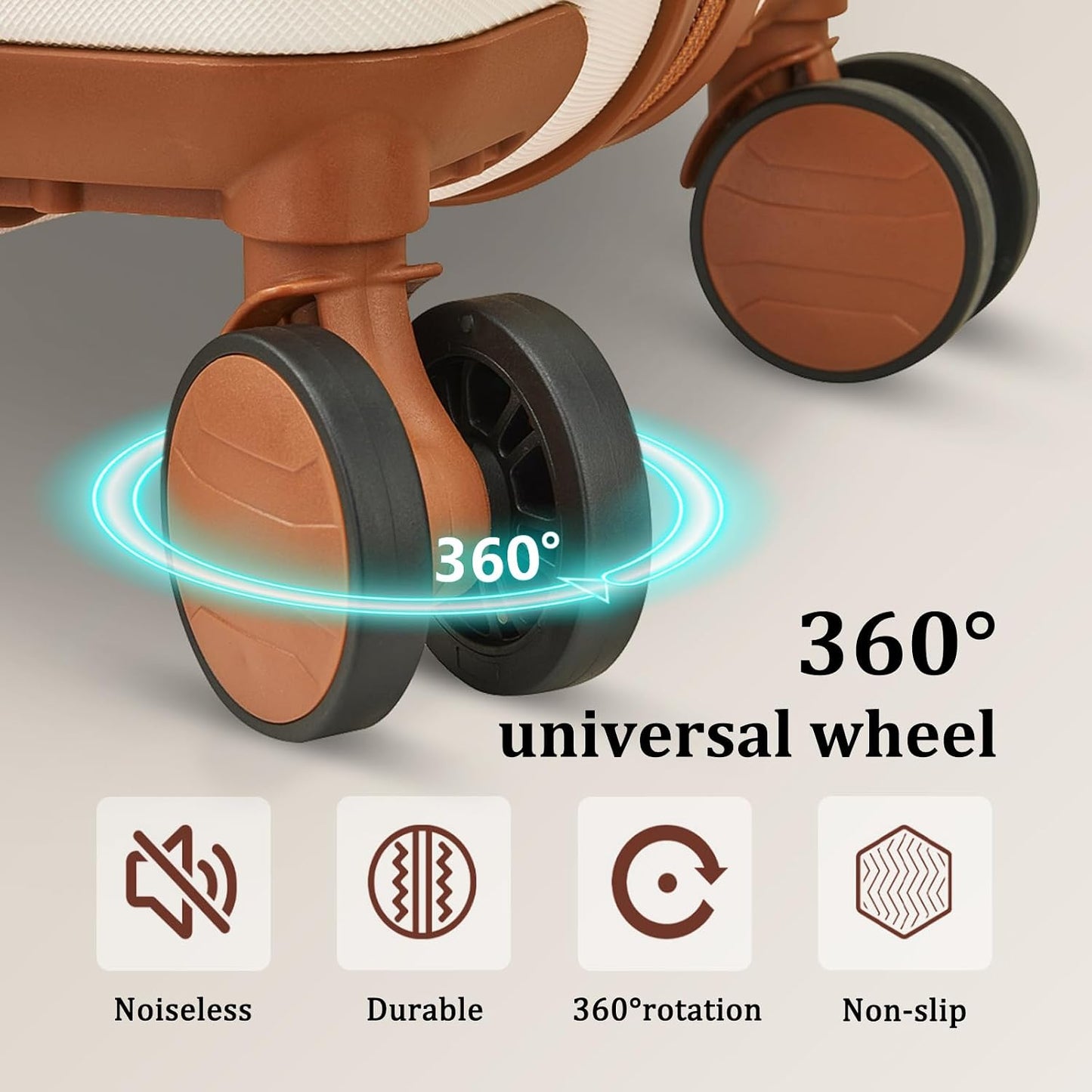 Hard Shell Luggage Sets 5 Piece for Women, Lightweight Hardside Rolling Suitcase Set with Spinner Wheels and TSA Lock, Beige