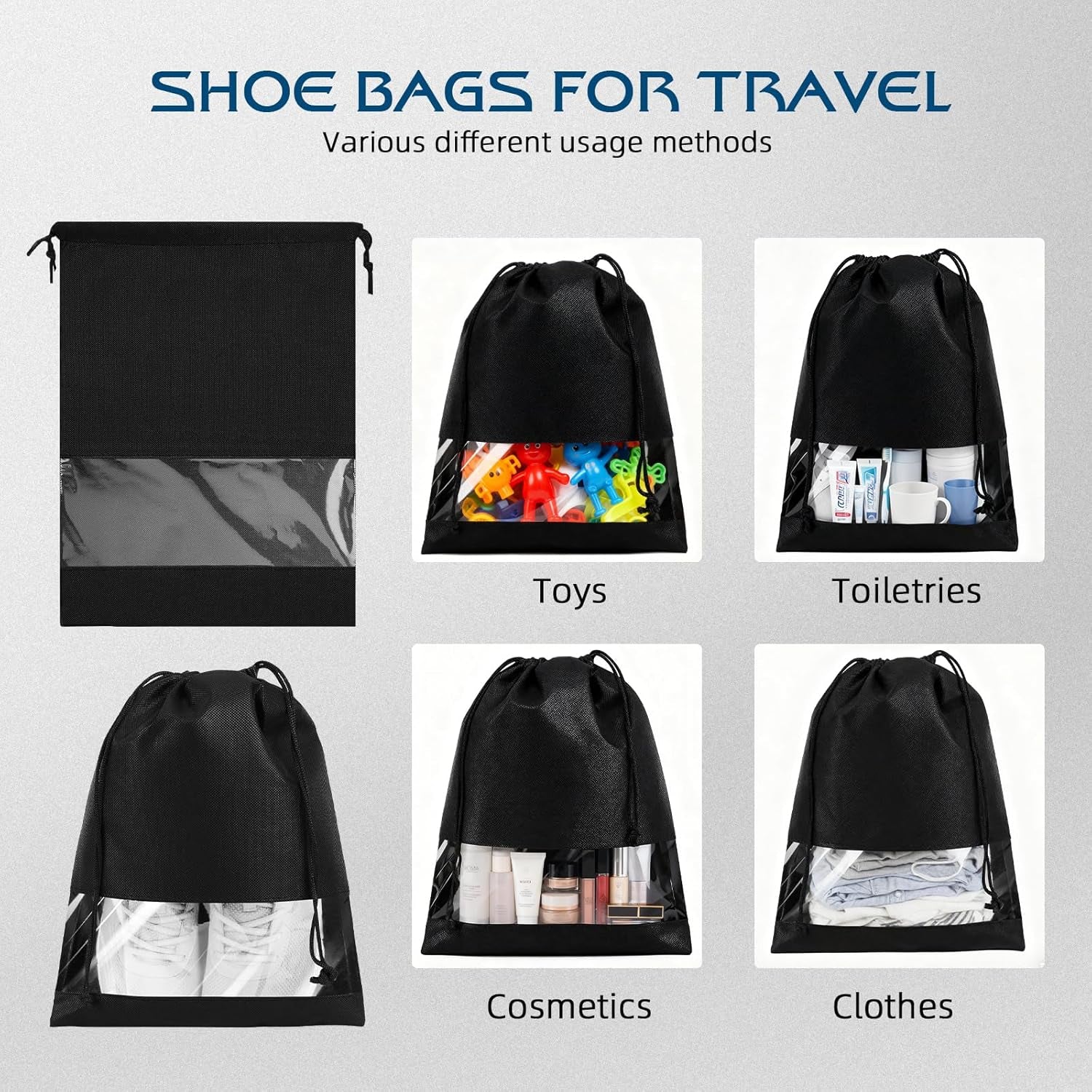 Vacuum Travel Bags with Pump,Vacuum Seal Bags for Clothing Travel,Ip67 Waterproof Vacuum Bags for Travel,Compression Packing Cubes with Suitcase, Luggage,Backpack (2Pcs + Pump+Shoe Bags)