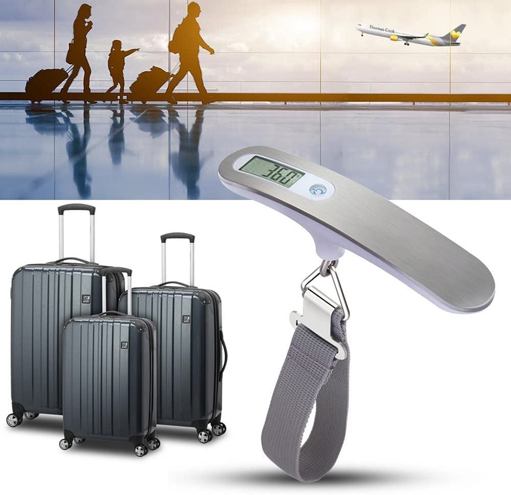 High Precision Digital Travel Scale for Suitcase Luggage Weight 110Lb 50KG Capacity Silver
