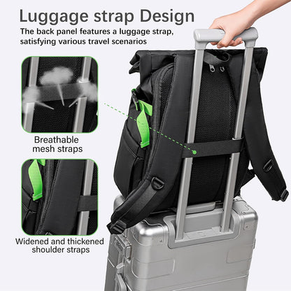 Lunch Backpack for Men Work, Waterproof 15.6 Laptop Backpack with Lunch Box Compartment, Insulated Lunch Bag for Business College Beach Camping Picnics, Womens Gifts Cooler Backpacks, Black