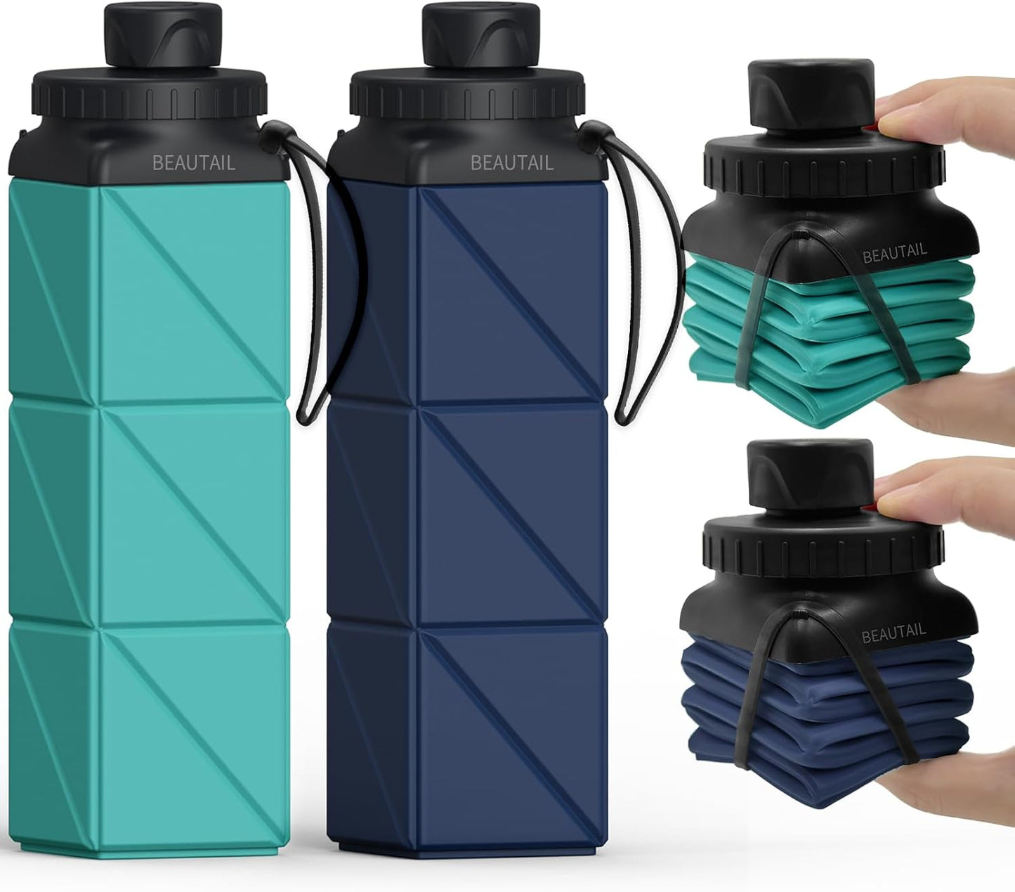 Collapsible Water Bottles 21 Oz, Silicone Portable Water Bottle