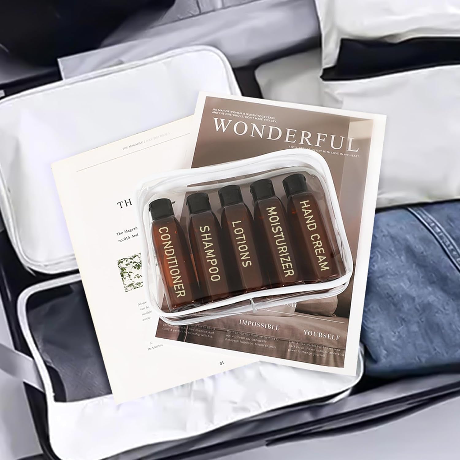 5 Pack Travel Bottles for Toiletries, 3.4Oz TSA Approved Travel Containers