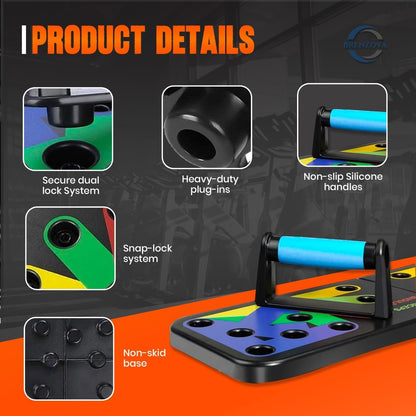 Adjustable Push up Board for Men | 20-In-1 Multi-Functional Foldable Fitness Board | Strength Training Board for Women and Men | Home Gym Workout Equipment with 5 Resistance Bands
