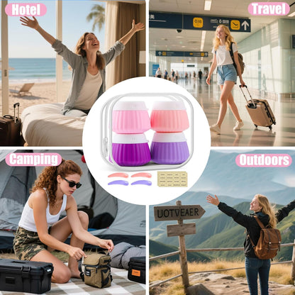 4 Pack Silicone Travel Cream Containers, Refillable Toiletry Jars