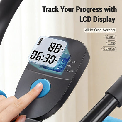 Adjustable Ab Machine for Home Gym, Foldable Ab Workout Equipment with Knee Protection & LCD Monitor, Core & Stomach Trainer, Black Blue