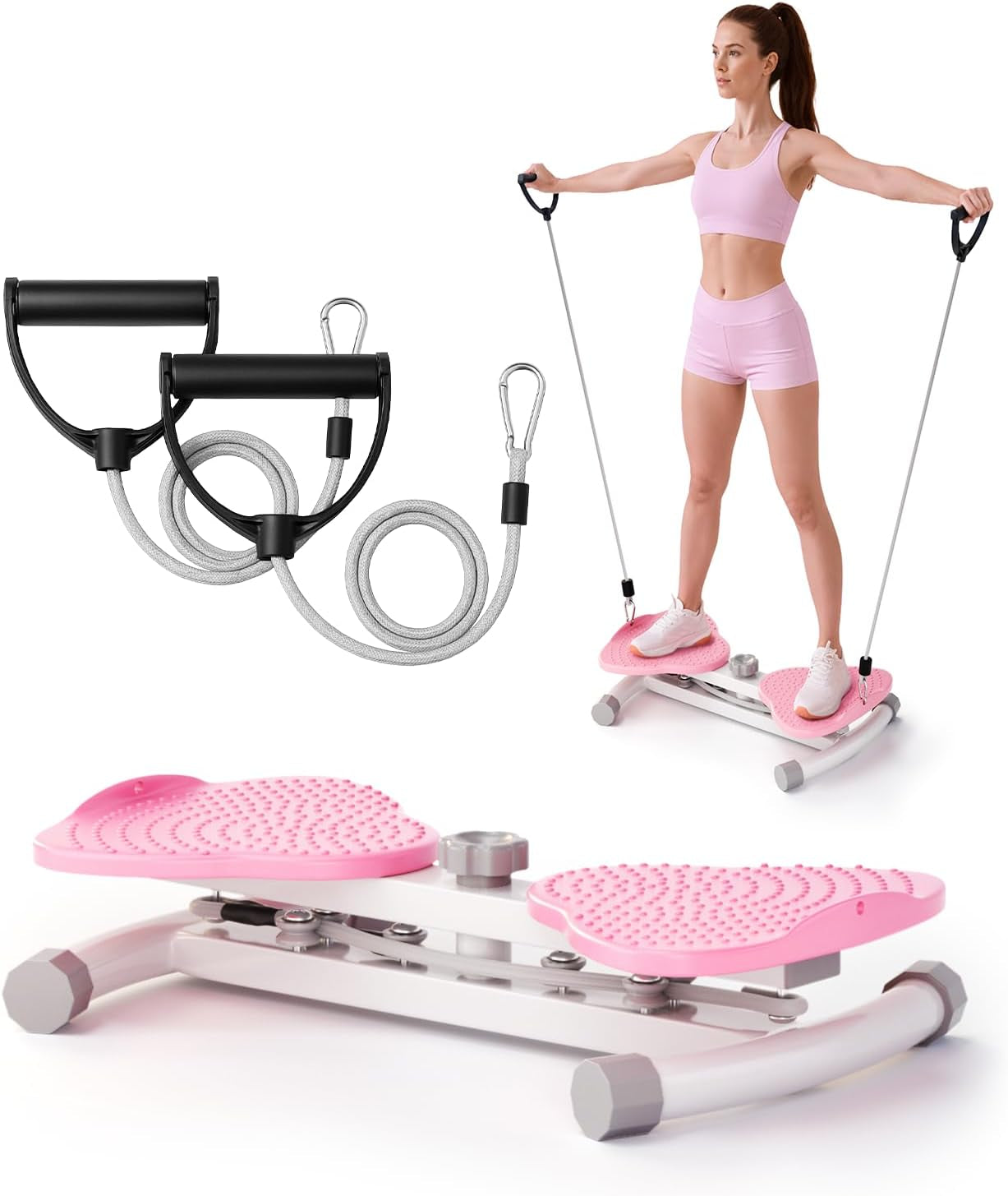 Waist Twister Machine Exercise, Ab Twist Board for Body Toning, Fat Burning, Supports 300 Lbs, Noiseless, Anti-Slip, Compact Portable for Home, Gym, Apartment, Office