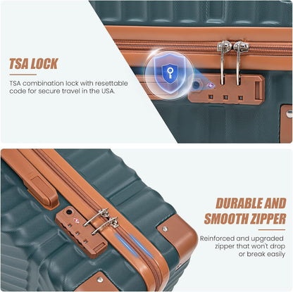 Carry on Luggage 22X14X9 Airline Approved,3 Piece Luggage Set