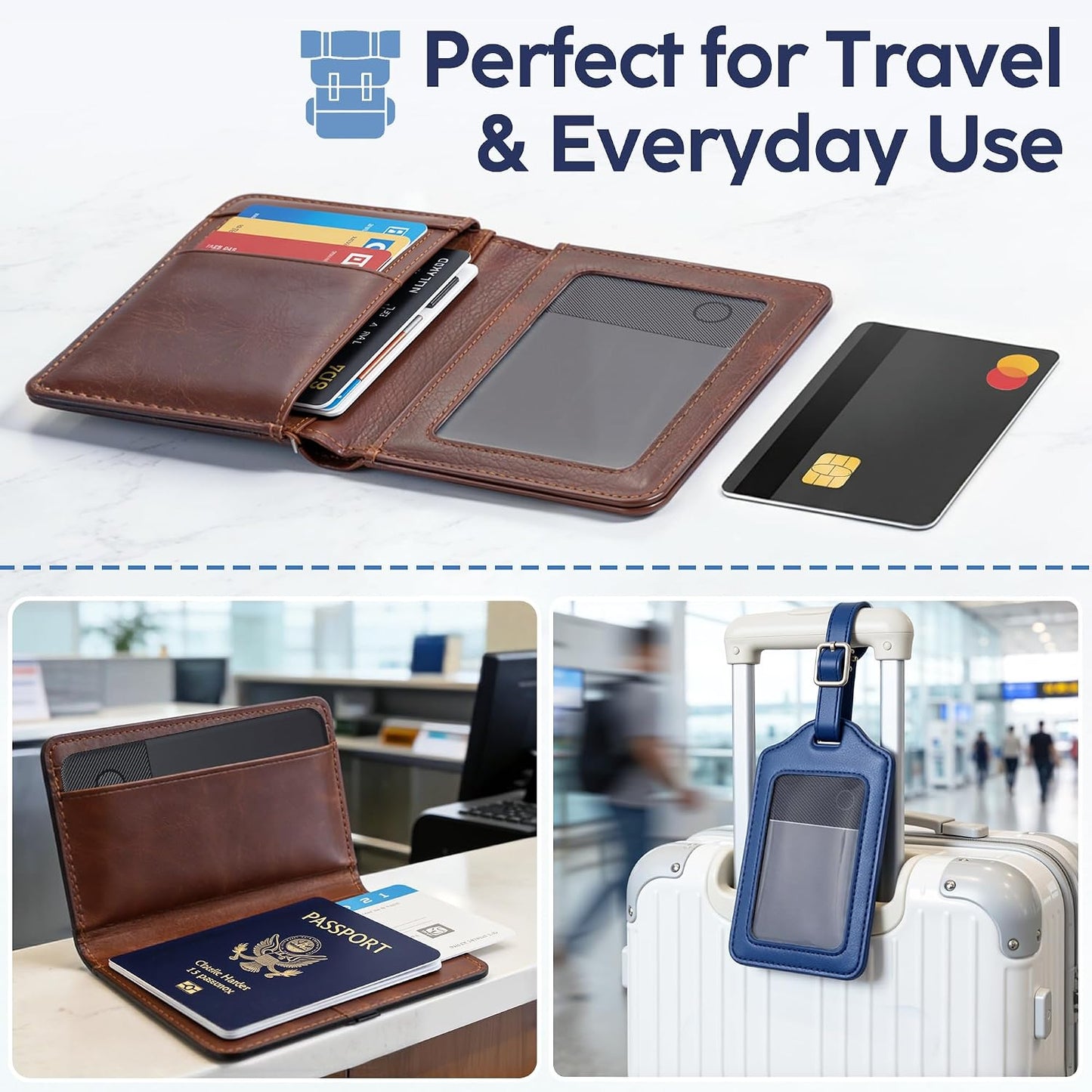 Ultra-Slim Wallet Tracker Card, Works with Apple Find My & Android Find Hub, Rechargeable Smart Tracking Card for Wallet, Luggage, Passport, Keys, Travel & Everyday Use