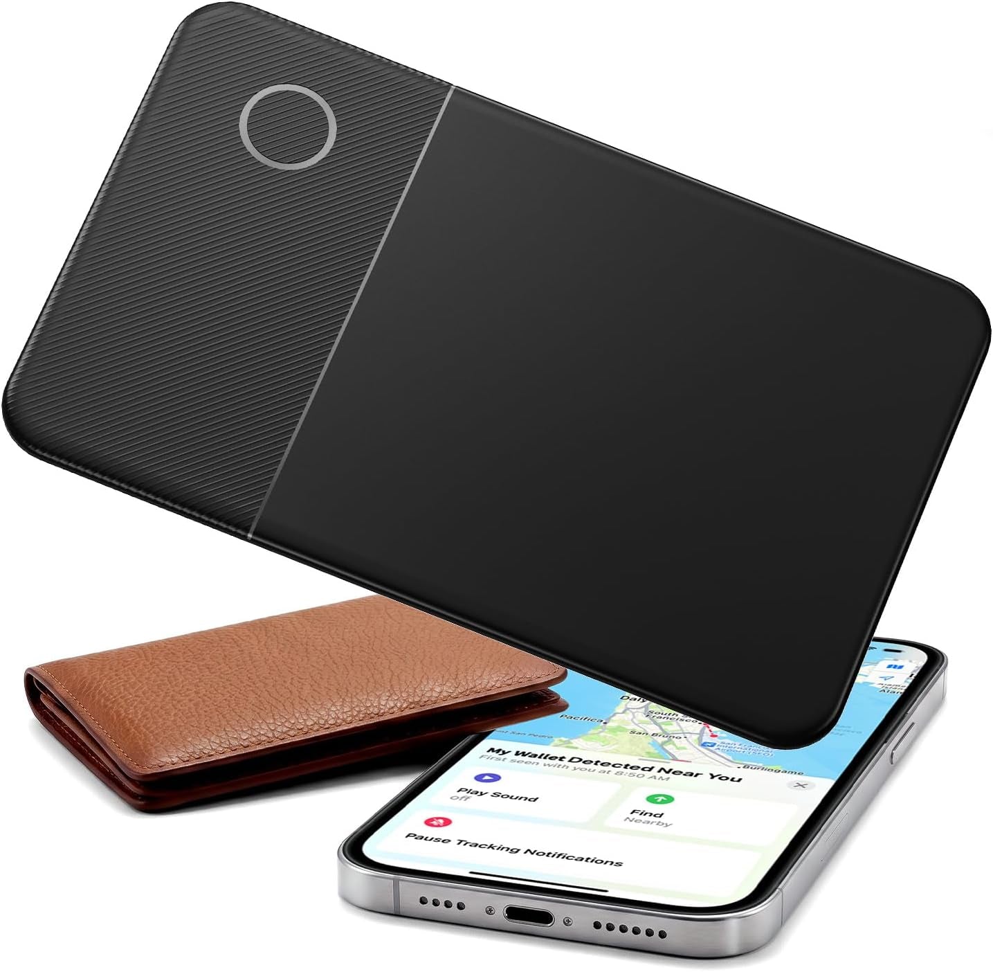 Ultra-Slim Wallet Tracker Card, Works with Apple Find My & Android Find Hub, Rechargeable Smart Tracking Card for Wallet, Luggage, Passport, Keys, Travel & Everyday Use