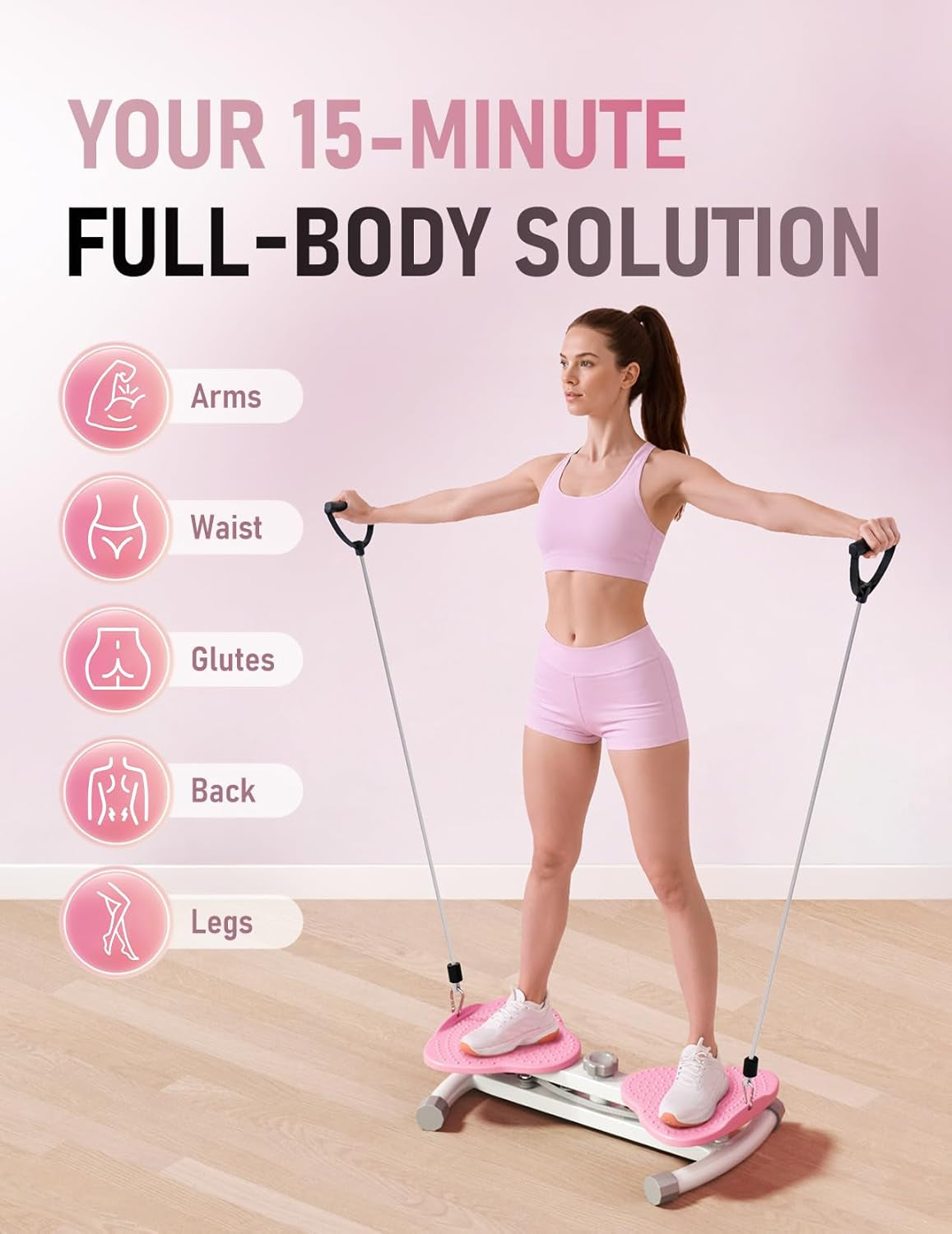Waist Twister Machine Exercise, Ab Twist Board for Body Toning, Fat Burning, Supports 300 Lbs, Noiseless, Anti-Slip, Compact Portable for Home, Gym, Apartment, Office