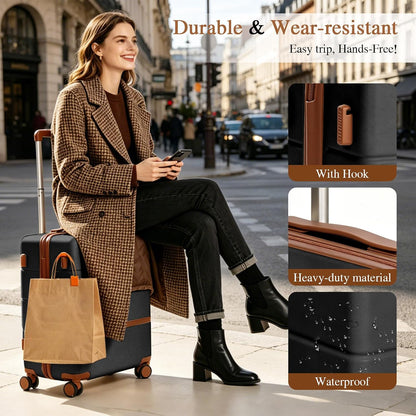 2 Piece Luggage Set with TSA Lock, 20/24 Inch Hardshell Suitcase with Silent Spinner Wheels Lightweight Carry on Luggage Travel Checked Luggage with Double Explosion-Proof Zippers