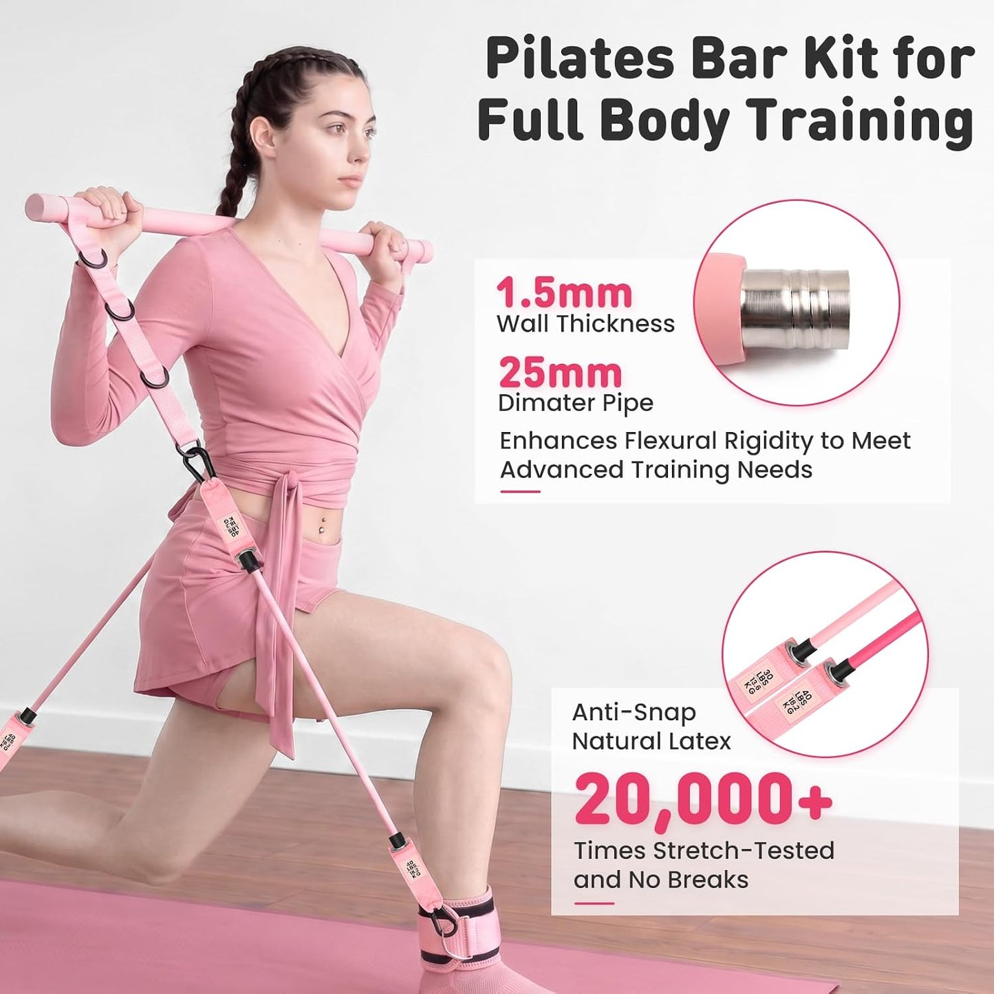 Pilates Kit, Complete Home Pilates Equipment Set with Bar Kit