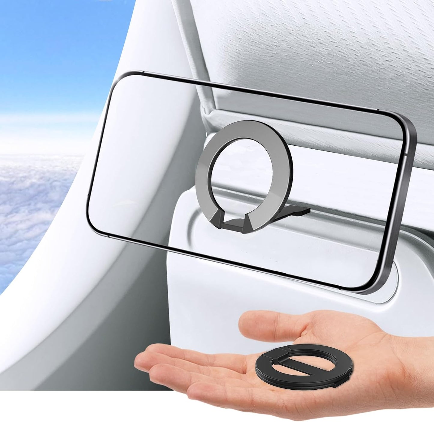 Mini Universal in Flight Airplane Phone Holder, Travel Essentials, Black