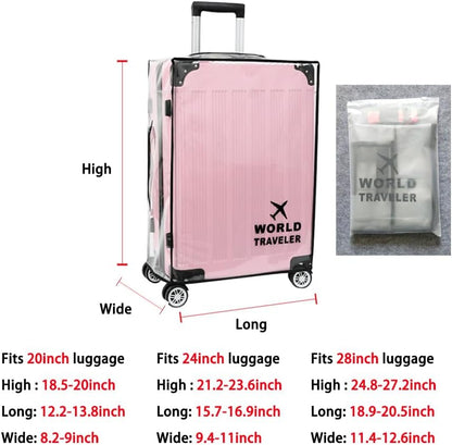 Luggage Cover Heavy-Duty Clear PVC Suitcase Protector with 1 Luggage Strap - Waterproof, Dustproof & Anti-Scratch for Travel, Easy to Fold & Remove (Fits 20-Inch)