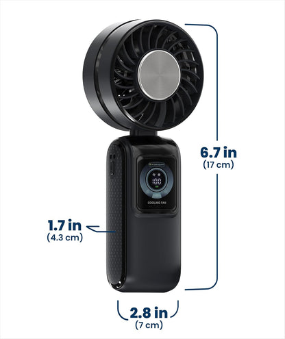 Portable Handheld Fan, Rechargeable with LED Display & Cooling Mode, Small Personal Mini Portable Fan, 5 Speeds for Outdoor Travel, Hiking, Makeup, Camping, Office, Gifts for Women
