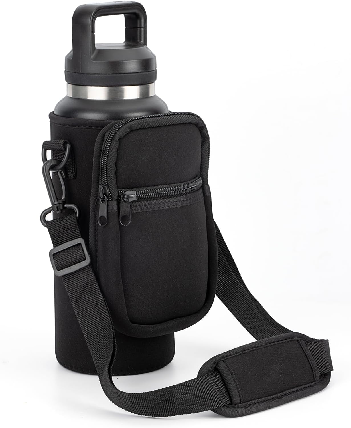 Water Bottle Carrier Bag for YETI Rambler 46/36Oz Bottle - Water Bottle Holder with Strap, Adjustable Shoulder Sling Bag with 2 Pocket for Travel Hiking