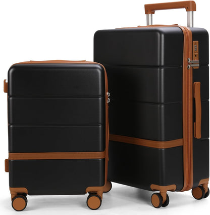 2 Piece Luggage Set with TSA Lock, 20/24 Inch Hardshell Suitcase with Silent Spinner Wheels Lightweight Carry on Luggage Travel Checked Luggage with Double Explosion-Proof Zippers