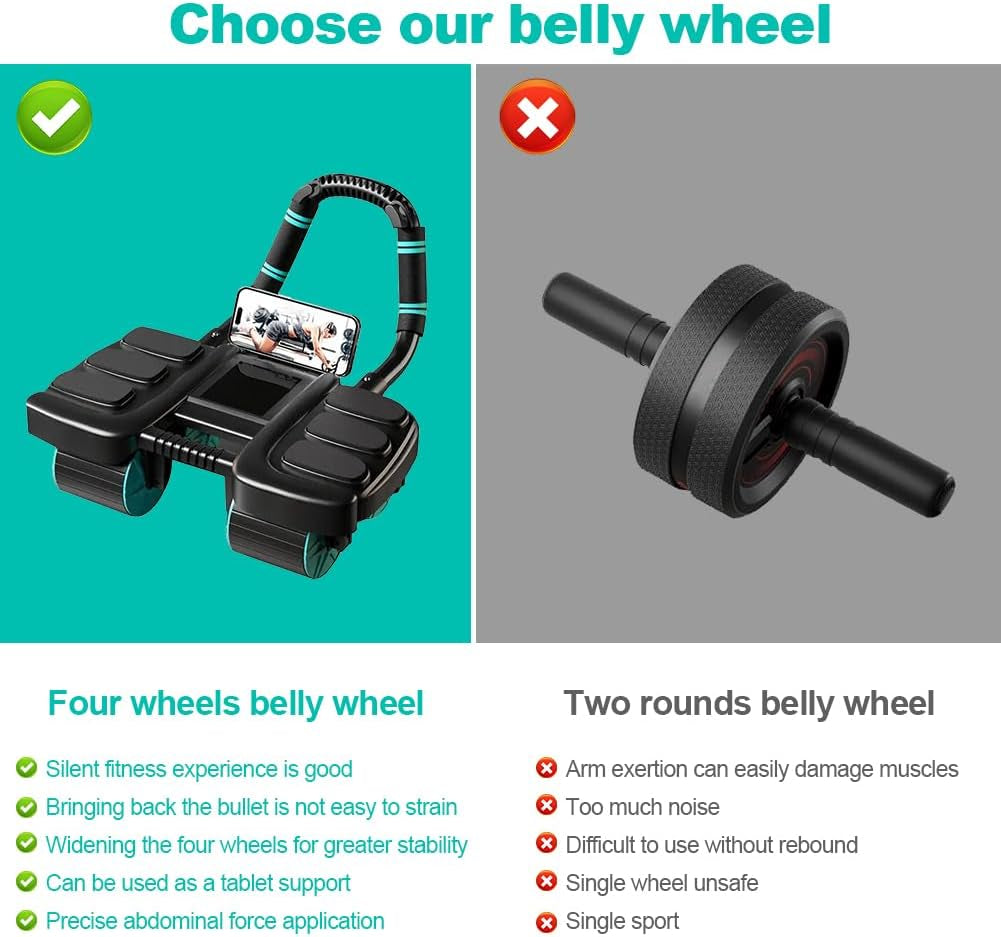 4-Wheel Automatic Rebound Ab Roller Wheel with Elbow Support