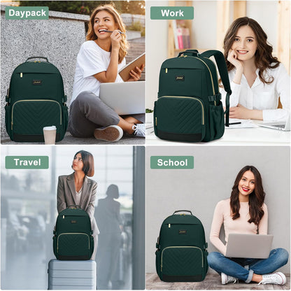 Laptop Backpack for Women Bookbag: 15.6 Inch Work Backpacks with Pouch Pocket for Large Capacity Cup & USB Charger College Book Bag Travel Business Nurse Teacher Bookbags Anti-Theft Back Pack