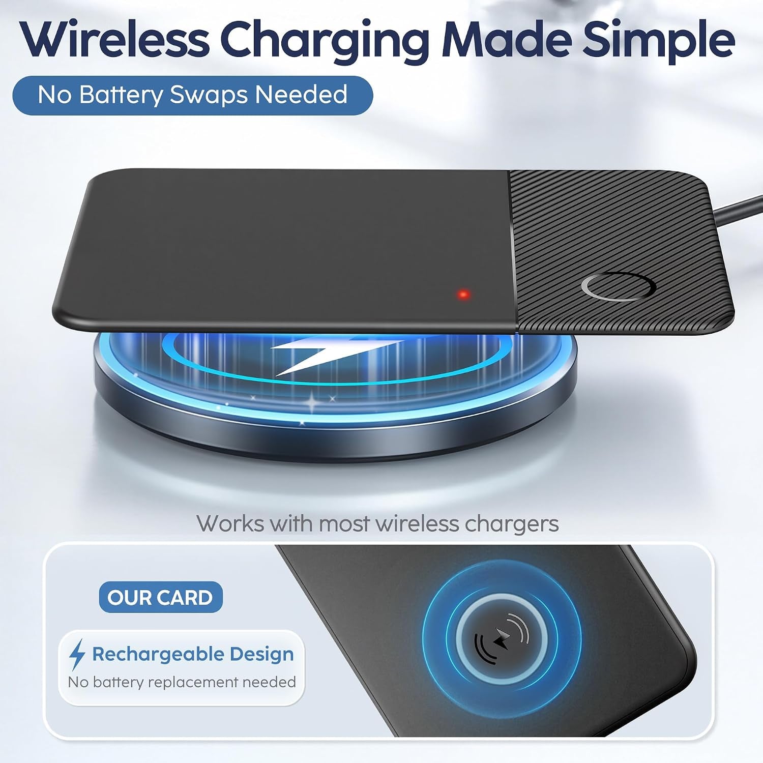 Ultra-Slim Wallet Tracker Card, Works with Apple Find My & Android Find Hub, Rechargeable Smart Tracking Card for Wallet, Luggage, Passport, Keys, Travel & Everyday Use