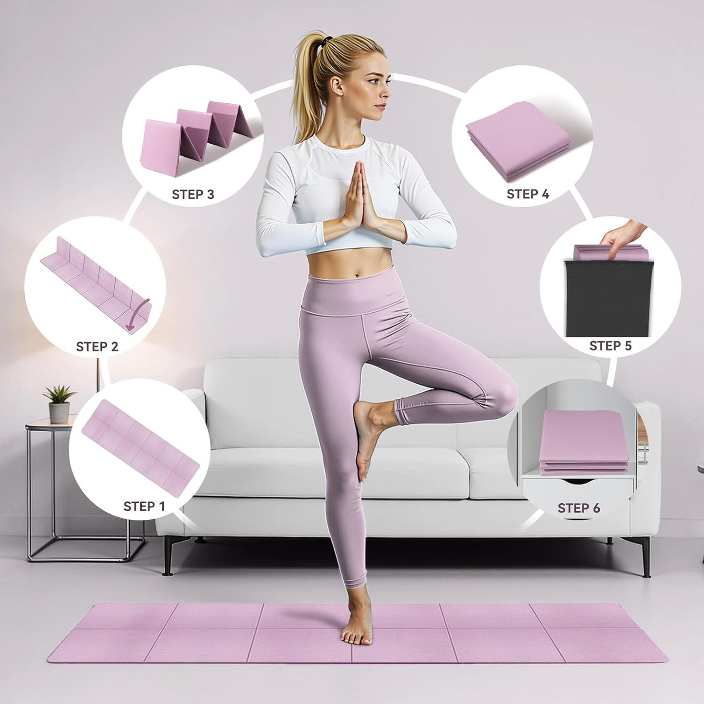 Foldable Yoga Mat Thick Non-Slip Exercise Mat