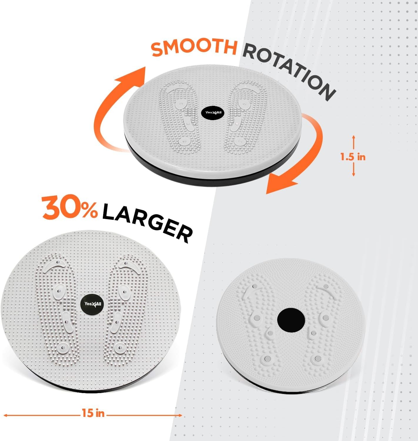Yes4All Ab Twister Board, 15 Inch XXL, Waist Twisting Disc,Twisting Stepper for Aerobic Exercise, Full Body Toning Workout, Noise-Free, 2Pcs in a Box