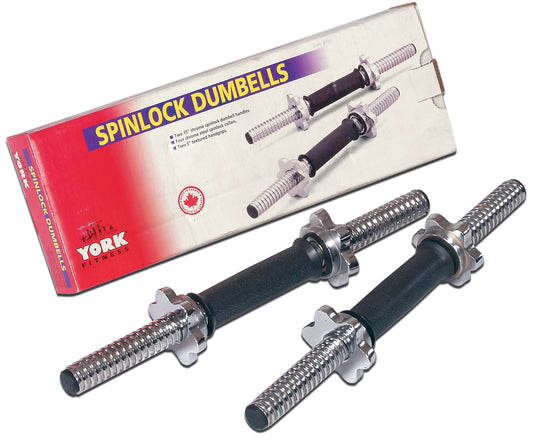 15″ Tubular Spinlock Dumbbell Handles w/ Chrome Collars