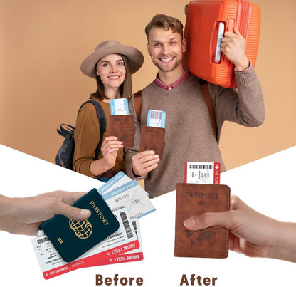 Passport Holder for Travel, RFID Passport Holder, Brown Passport Cover Case, Passport Wallet PU Leather Passport Book Travel Wallet with Card Holder Travel Must Haves Accessories for Women and Men