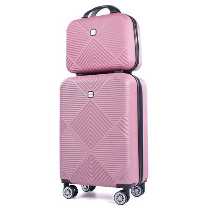 Luggage Sets 2 Piece Suitcase Set (14/20/)Hardside Suitcase with Spinner Wheels Lightweight Carry on Luggage(Pink)