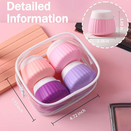4 Pack Silicone Travel Cream Containers, Refillable Toiletry Jars