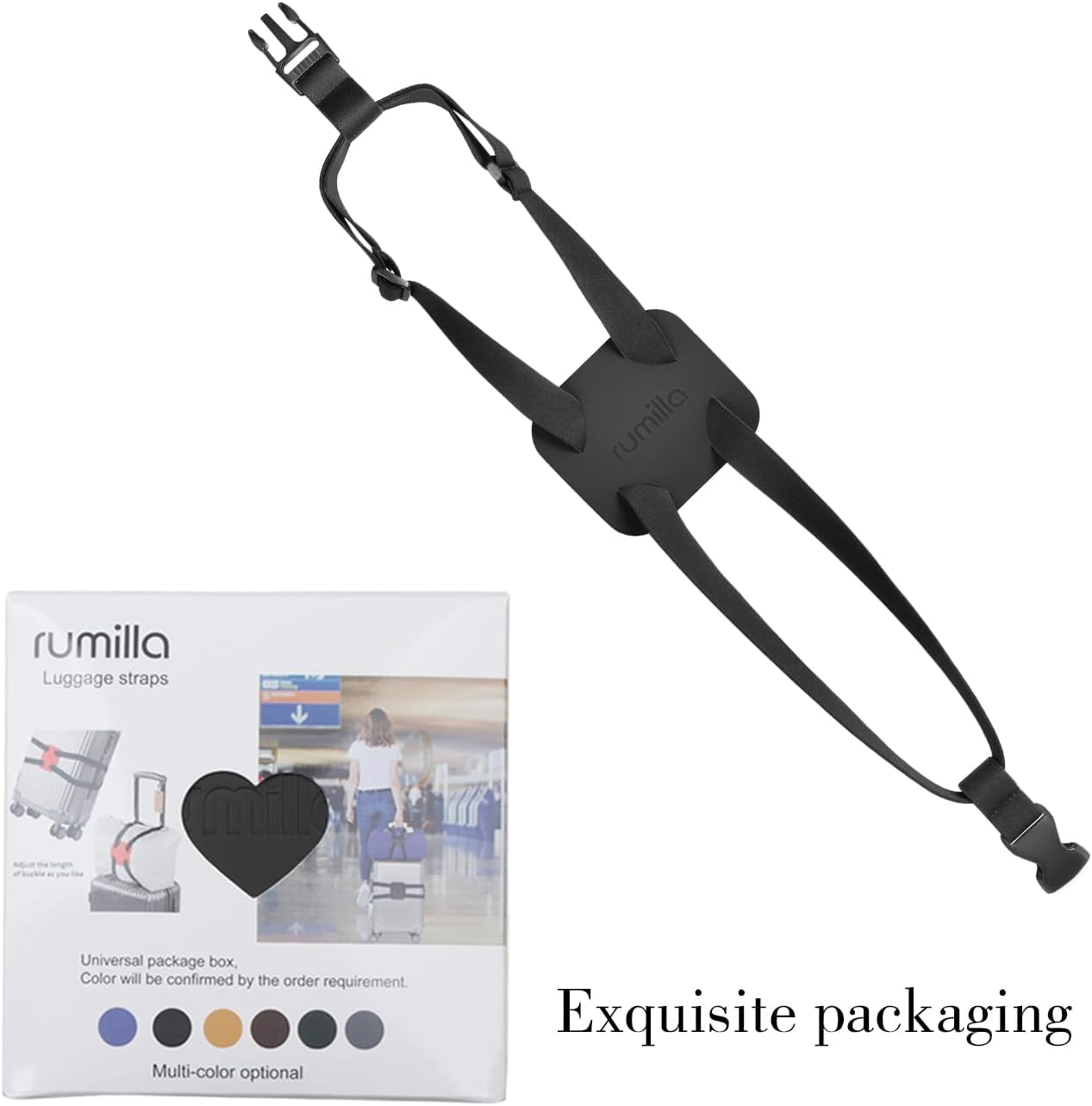 Luggage Straps Bag Bungees for Add a Bag Easy to Travel Suitcase Elastic Strap Belt (Black Luggage Strap-1Pcs)