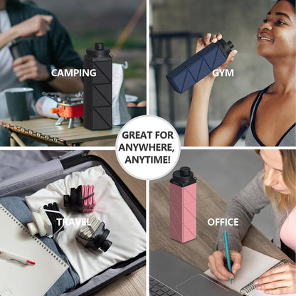 Collapsible Water Bottles 21 Oz, Silicone Portable Water Bottle