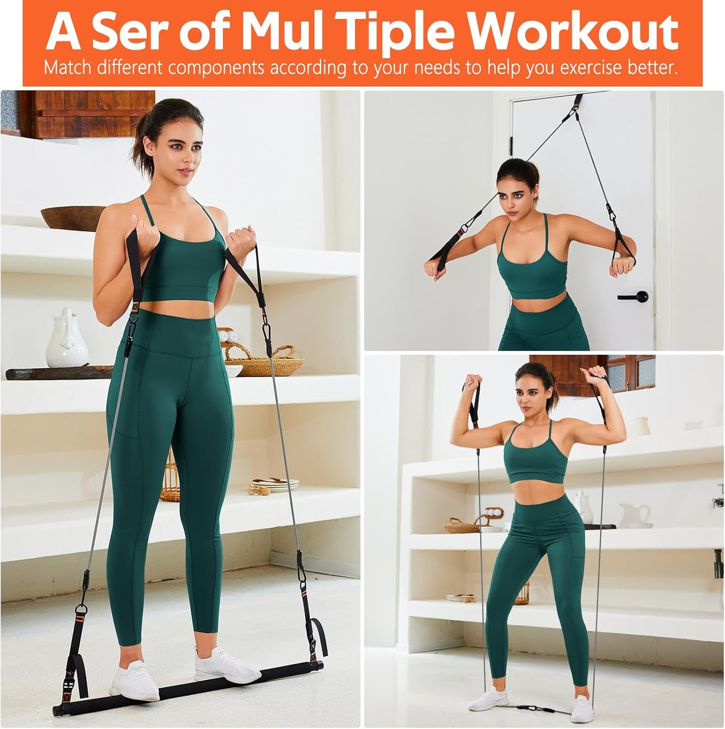 Pilates Bar Kit with Resistance Bands, Workout Equipment for Legs, Hip, Abs