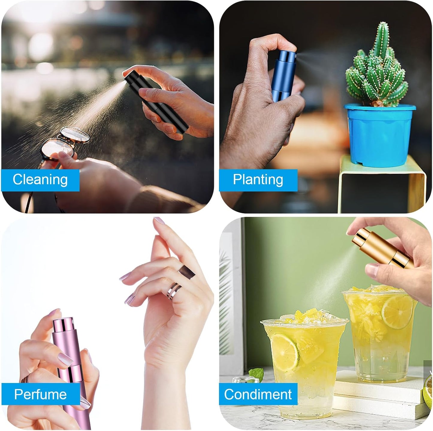 4PCS 8ML Refillable Perfume Atomizer Travel, Portable Mini Pocket Perfume Atomizer Bottle Spray for Women Mens Small Mister Spray Bottle for Travel Accessories