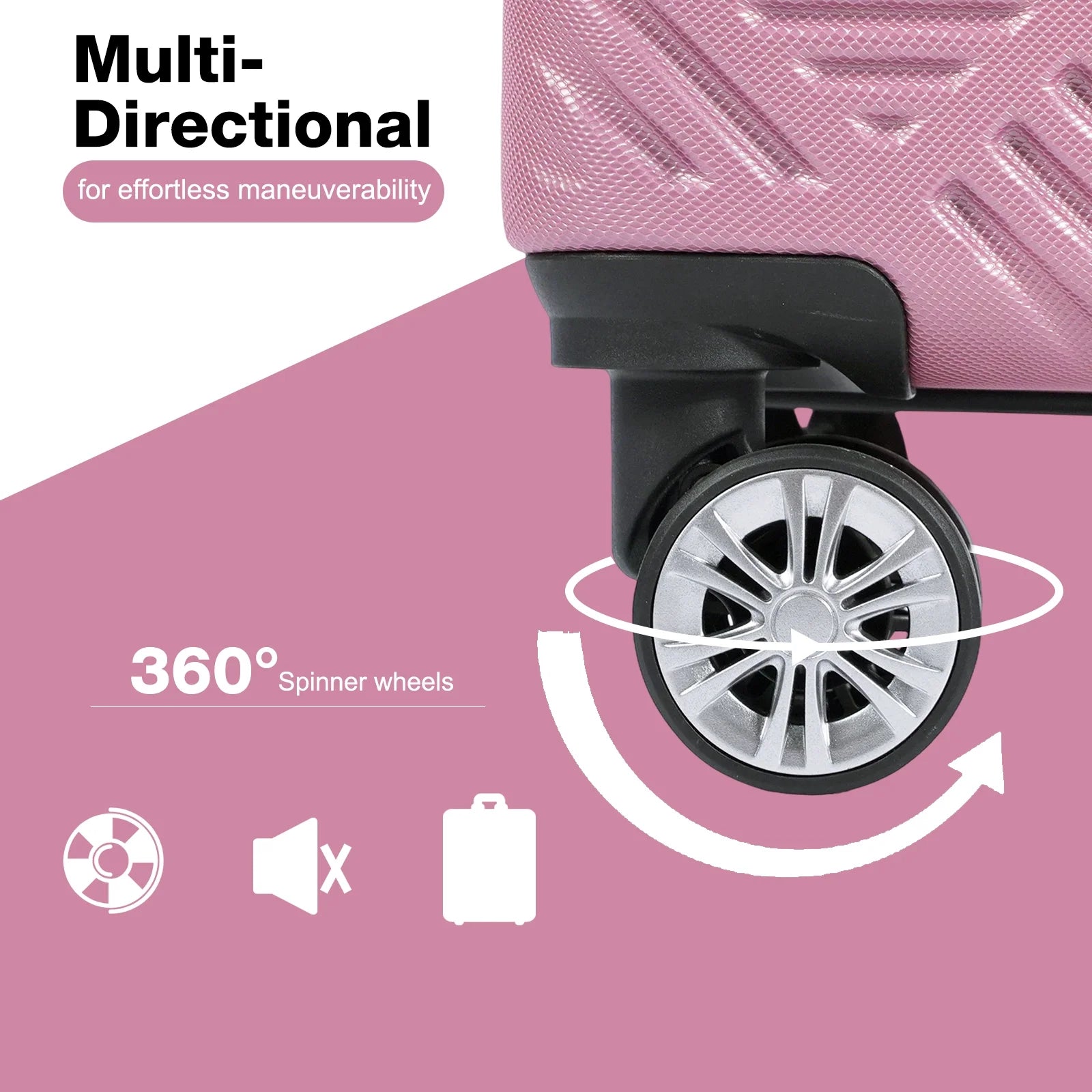 Luggage Sets 2 Piece Suitcase Set (14/20/)Hardside Suitcase with Spinner Wheels Lightweight Carry on Luggage(Pink)