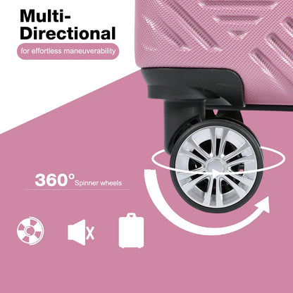 Luggage Sets 2 Piece Suitcase Set (14/20/)Hardside Suitcase with Spinner Wheels Lightweight Carry on Luggage(Pink)
